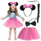 Minnie Kostüm Seti (Pembe Tütü Etek + Pembe Taç + Papyon + Kuyruk) Mirsm0010k-Smr-E192-T