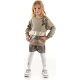 Minnie Lisanslı Kız Çocuk Sweatshirt Deri Tayt ve Külotlu Çorap 3'lü Takım 20193 - 6 Yaş - Bej