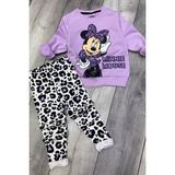 Minnie Mouse 2 Iplik Mevsimlik Kız Çocuk Taytlı Lila Renk Takım - 4 - 5 Yaş