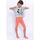 Minnie Mouse Çizgili Cam Göbeği Kız Çocuk Tayt Takım - 4 - 5 Yaş