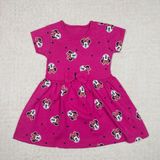 Minnie Mouse Desenli Fiyonk Detaylı Kısa Kol Elbise - 4 Yaş - Fuşya