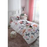 Minnie Mouse Flowers Tek Kişilik Lisanslı Lastikli Fitted Çarşaf Çocuk Nevresim Takım