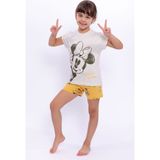 Minnie Mouse Kremmelanj Kız Çocuk Şort Takım - 3 - 4 Yaş - Bej Melanj