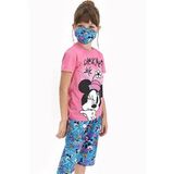 Minnie Mouse Lisanslı Check Me Out Pembe Kız Çocuk Kapri Takımı