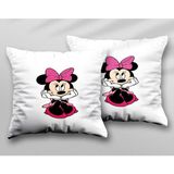 Minnie Mouse Png Image Iki Adet Iki Tarafı Baskılı Yıkanabilir Yastık Kırlent Kılıfı - Krem - 43x43