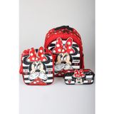 Minnie Mouse x Dekomus Lisanslı Minnie Mouse Büyük Boy Okul Çantası,Beslenme Çantası ve Kalem Çantası Seti