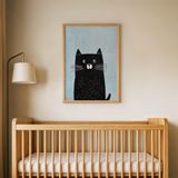Minnoş Kedi Çocuk Odası Duvar Posteri Çerçeveli Tablo Duvar Dekorasyonu - 21 x 30 - Ahşap Çerçeveli