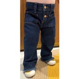 minny max Geniş Paça Kız Çocuk Denim Kot Pantolon Koyu Mavi
