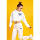 Minojoy Almogro Ekru Pamuklu Kız Çocuk Crop Sweatshirt - 9 - 10 Yaş