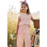 Minojoy Liso Kırmızı Çizgili Lastikli Kız Çocuk Pantolon - 8 - 9 Yaş