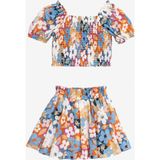 Minojoy Mara Çiçek Desenli Kız Çocuk Crop Bluz Etek Takım - 7 - 8 Yaş