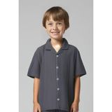 Minojoy Nate Koyu Gri Muslin Erkek Çocuk Gömlek - 9 - 10 Yaş