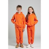 minojoy Uthar Turuncu Pamuklu Kapşonlu Çocuk Sweatshirt Eşofman Altı 2'li Takım