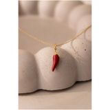 Minon Jewelry Kırmızı Mineli Akdeniz Biberi Şans Kolyesi - 925 Ayar - Şık Tasarım