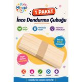 Minopi 1 Paket Natural İnce Dondurma Çubuğu Paketi 50'li Abeslang Tahta Dil Çubuğu - Ağda Spatulası