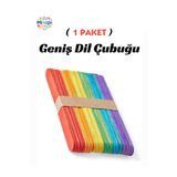 Minopi 1 Paket Renkli Dil Çubuğu Paketi 50'li Abeslang Tahta Dil Çubuğu - Ağda Spatulası