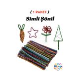 Minopi 1 Paket Simli Şönil Renkli Paketi 25'li Renkli Tüylü Tel