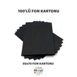 Minopi 100 Adet Siyah Fon Kartonu 50x70 cm 100'lü Paket Renkli Fon Kartonu Kalın