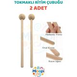 Minopi 20 cm 1 Çift Tokmaklı Ahşap Ritim Çubuğu Eğitici Anaokulu Ritim Tokmağı Toplam 2 Adet