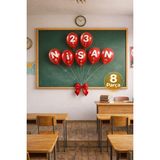 Minopi 23 Nisan Balon Afiş Seti 8 Parça Nisan Yazılı Kırmızı Parti Balonu Süsleme Seti