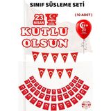 Minopi 23 Nisan Sınıf Süsleme Seti 15 Parça– Bayraklı Okul Süsleme Paketi Kutlu Olsun Banner Balon Dahil