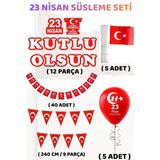 Minopi 23 Nisan Süsleme Seti 12 Parça – Sınıf Okul Dekorasyon Seti Bayrak Flama Balon Dahil