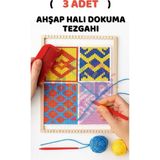 Minopi ( 3 Adet ) Ahşap Halı Dokuma Tezgahı Hobi Okul Elişi Çocuk Halı Dokuma Tezgah