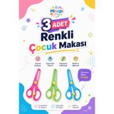 Minopi 3 Adet Renkli Çocuk Makası Yaylı Korumalı Makas Plastik Makas Küt Uçlu