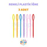 Minopi ( 3 Adet ) Renkli Plastik Yün İğnesi 9 cm Örgü Dikme İplik İğnesi