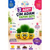 Minopi 3 Kutu Emoji Çim Adam Yapım Seti Okul Eğitici Deney Seti Çim Adam Seti