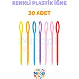 Minopi ( 30 Adet ) Renkli Plastik Yün Iğnesi 9 cm Örgü Dikme Iplik Iğnesi