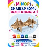 Minopi 3D Ahşap Köprü Maketi Boyama Etkinlik Aktivite Seti 6 Renk Boya ve Fırça Dahil