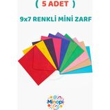 Minopi ( 5 Adet ) Renkli Küçük Zarf 7x9 Cm Paket Hediye Doğum Günü Dilekleri Zarfı