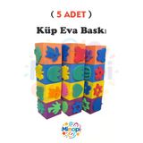 Minopi ( 5 Adet ) Sünger Baskı Eva Küp Boyama Süngeri Şekilli Süngerler 5x5 cm