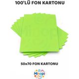 Minopi Açık Yeşil Fon Kartonu 50x70 cm 100'lü Paket Renkli Fon Kartonu Kalın Büyük Boy