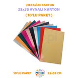 Minopi Aynalı Metalize Fon Kartonu 25x35 Cm 10 Adet Karışık Renk - 10'lu Paket
