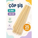 Minopi Bambu Çöp Şiş 30 cm 90 Adet İnce Ahşap Şiş Mangal Piknik Hobi Okul Etkinlik Çubuğu