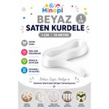 Minopi Beyaz Saten Kurdele 1 Cm 10 Metre, Bohça Çeyiz Özel Gün Hediye Süsleme Kurdelesi