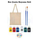 Minopi Bez Çanta Boyama Seti 6 Renk Kumaş Boyası Detay Fırçası Bez Torba
