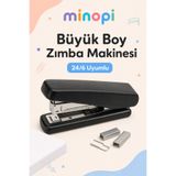 Minopi Büyük Boy Masaüstü Zımba Makinesi 24/6 Zımba Teli Uyumlu Ofis Tipi