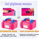 Minopi Çift Çıkışlı Balon Şişirme Makinası, Elektrikli Balon Pompası Pembe Mavi
