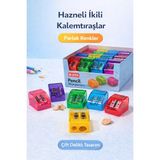 Minopi Çift Delikli Hazneli Renkli Kalemtıraş Klasik Model