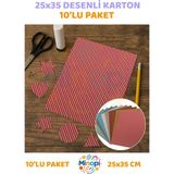 Minopi Desenli Fon Kartonu 25X35 cm 10'lu Paket Canlı Renk