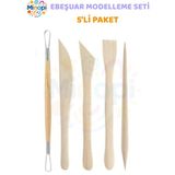 Minopi Ebeşuar Seti 5 li 15 cm 1 Paket Ahşap Modelaj Modelleme Aletleri Seramik Kil ve Heykel Modelaj Kalem
