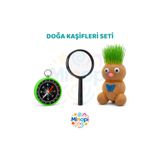 Minopi Eğitici Doğa Kaşifleri Seti 3'lü Set Pusula Anahtarlık Çim Adam 60 mm Büyüteç Mercek