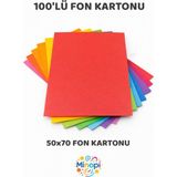 Minopi Karışık Renk Fon Kartonu 50X70 cm 100'LÜ Paket Renkli Fon Kartonu