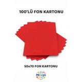 Minopi Kırmızı Fon Kartonu 50x70 cm 100'lü Paket Renkli Fon Kartonu Kalın Büyük Boy