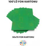 Minopi Koyu Yeşil Fon Kartonu 50x70 cm 100'lü Paket Renkli Fon Kartonu Kalın Büyük Boy