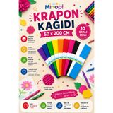 Minopi Krapon Kağıdı 10'lu Paket Renkli El İşi Kağıdı Okul Anaokulu Süsleme