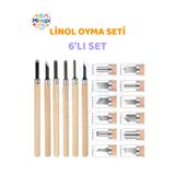 Minopi Linol Oyma Seti 6 Parça 1 Paket Linol Oyma Kesme Bıçak Seti 6 Bıçaklı Linolyum Baskı Ahşap Saplı